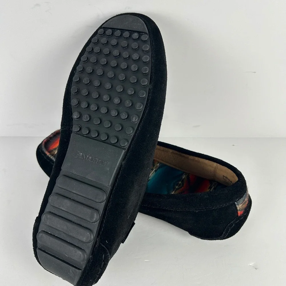 Pendleton Saltillo Mens Black Suede Southwest Aztec Driving Moc Loafers Size 8M
